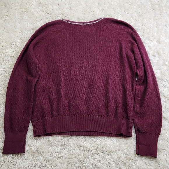 Anthropologie Field Flower Pearled Bow Beaded Sweater Wool Blend Burgundy Sz Med - Picture 7 of 12
